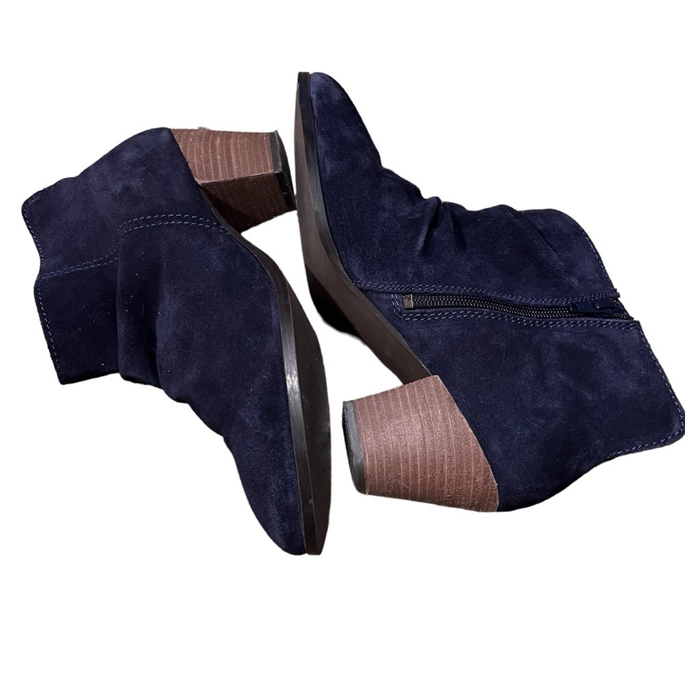 Diba Ankle Boots Navy Blue Leather Suede Round Toe Zip Block Heel Size 10M - Picture 8 of 9